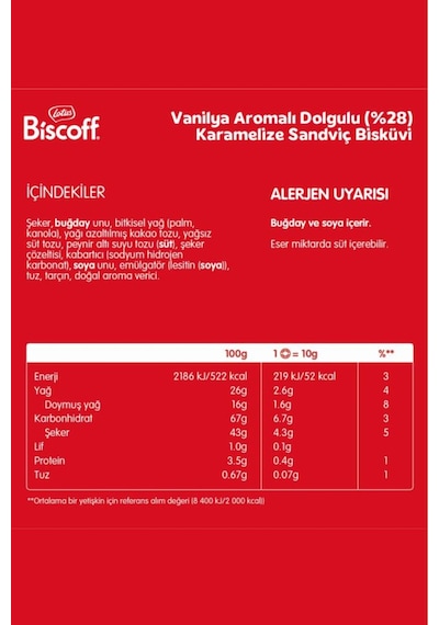 Biscoff Sandwich Vanilya Kremalı Bisküvi 150 Gr