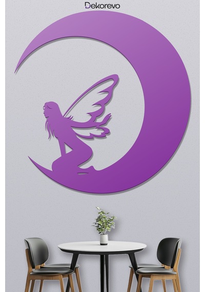 Aydaki Peri Metal Duvar Tablosu - Metal Duvar Sanatı - Mor - 75 X 75 Cm