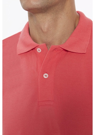 Tudors Erkek Slim Fit Dar Kesim Pamuklu Yumuşak Dokulu Serin Tutan Kumaş Düz Pike Nar Polo Yaka Tişört-31624-nar Nar