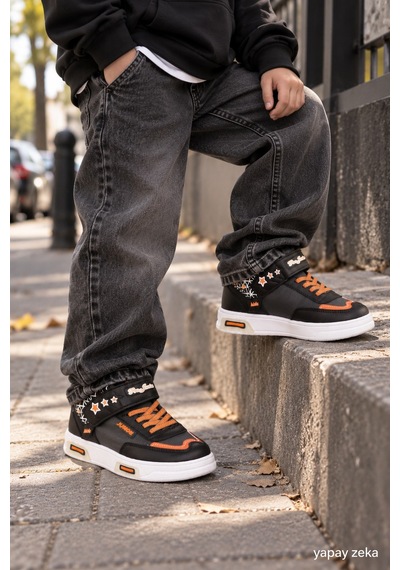 Mini Bonito Unisex Çocuk Sneaker Işıklı Tabanlı Günlük Spor Ayakkabı 26-30 Numara Arası Işıklı Füme