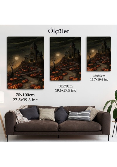 Es10 Korku Evi Cadılar Bayramı Dekoru, Cadılar Bayramı Partisi Kanvas Tablo-5248 (50 x 70)