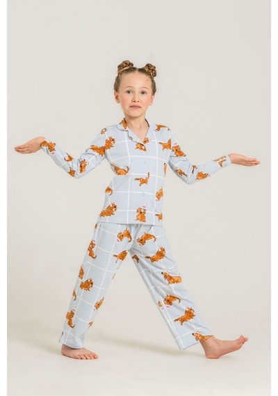 Rolypoly Kız Çocuk Cute Puppy Mavi Gömlek Pijama Takımı Rp3908-c-v2 Rp3908-c-v2