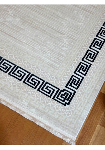 9621 Krem - Mavi Akrilik Dokuma Halı Yumuşak Salon Oturma Odası Halısı