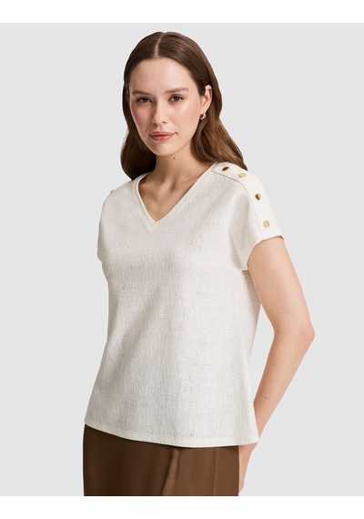 Pierre Cardin Kadın Ekru Tişört 50323604-vr019