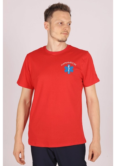 Kırmızı Paramedik Bisiklet Yaka Tişört Unisex
