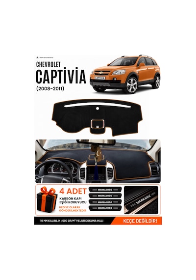 Chevrolet Captiva 2008-2011 Uyumlu Torpido Örtüsü, Torpido Kılıfı - Siyah Kahverengi