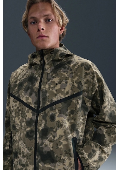 Nike Tech Fleece Wr Fz Camo Full Zip Hoodie Kapüşonlu Unisex Kamuflaj Sweatshirt Haki