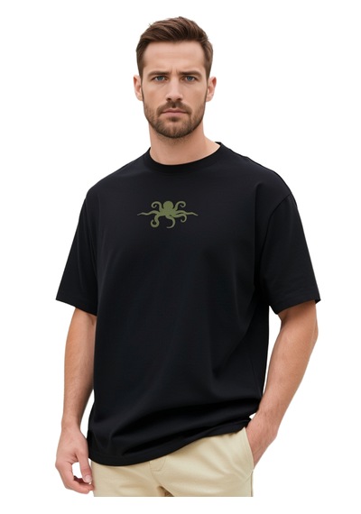 Ogc Ahtapot Oversize Unisex T-shirt Siyah