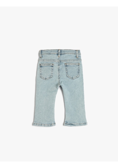 Koton Kot Pantolon İspanyol Paça Cepli Pamuklu - Flare Jean Beli Ayarlanabilir Lastikli Lıght Indıgo 3smg40009ad Açık Mavi Koton Kot Pantolon İspanyol Paça Cepli Pamuklu - Flare Jean Beli Ayarlanabilir Lastikli Lıght Indıgo 3smg40009ad Açık Mavi