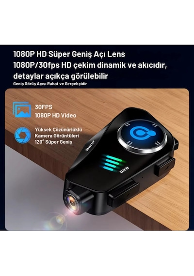 1080p Fhd Kameralı Video Fotoğraf Özellikli Wifi Kamera Bluetooth Arama Müzik İntercom Kask Kulaklık