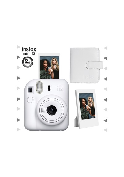 Fujifilm Instax Mini 12 Fotoğraf Makinesi + Çerçeve + 64'lü Kare Albüm Beyaz