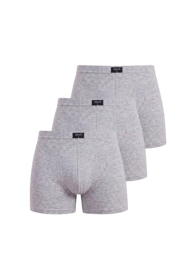 Astrid T Premium Esnek Sezonsuz Gri Erkek Boxer Düz 3'lü Paket Pamuklu Likralı
