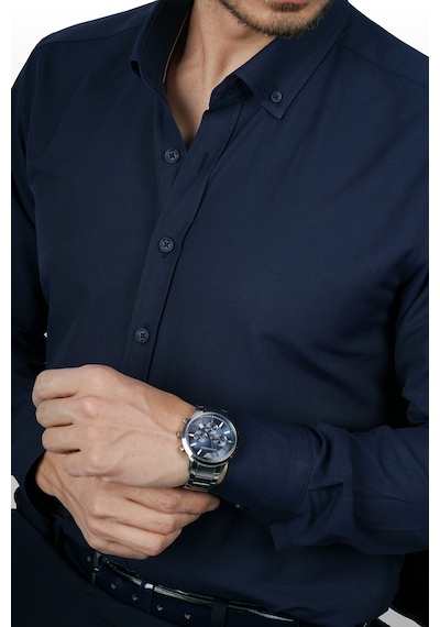 Lacivert Yaka Düğmeli Premium Şamre Slimfit Erkek Gömlek Lacivert Lacivert Yaka Düğmeli Premium Şamre Slimfit Erkek Gömlek Lacivert