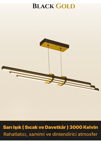 Cosmo Gold Lineer Led Sarkıt Avize Kumandalı Dim Edilebilir Aşağı Işık Sarı Işık