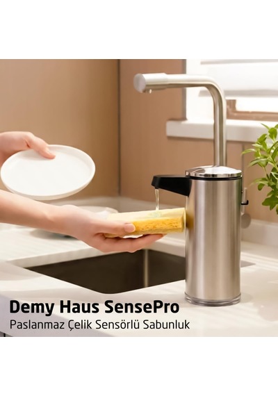 Demy Haus Sensepro Sensörlü Otomatik Sıvı Sabunluk Şarjlı Pasla Metalik Gri