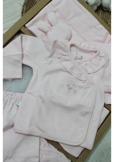 Caramell Barbosa Cute Nakışlı %100 Pamuk Yenidoğan 10'lu Hastane Çıkışı 56-62cm Pembe