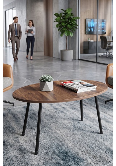 Storeşahin Metal Ayak Oval Orta Sehpa Ceviz Shn0720