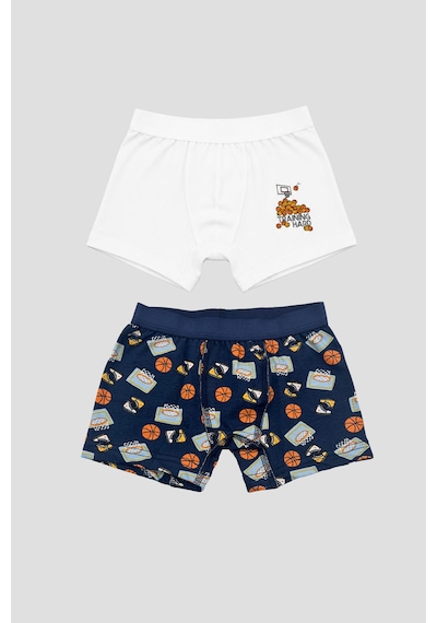 Defne Baby Erkek Çocuk Desenli Premium Pamuklu 2'li Boxer Seti Çok Renkli