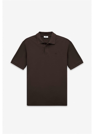 Süvari Koyu Kahve Regular Düz Nakışlı Pike Düğmeli Polo Yaka Tişört Sts1014000018-kh9