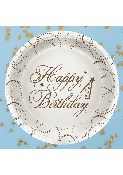 Tabak Elegant Happy Birth.beyaz Noktalı 23cm 6lı