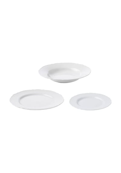 Ikea Upplaga Porselen 6 Kişilik 18 Parça Yemek Takımı 22-28 Cm Beyaz Yuvarlak