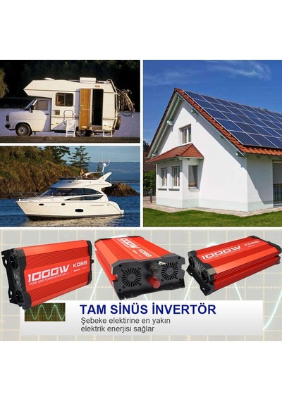 Kobb Kbn1000 12v/220v 1000watt Tam Sinüs Dönüştürücü İnvertör Genel