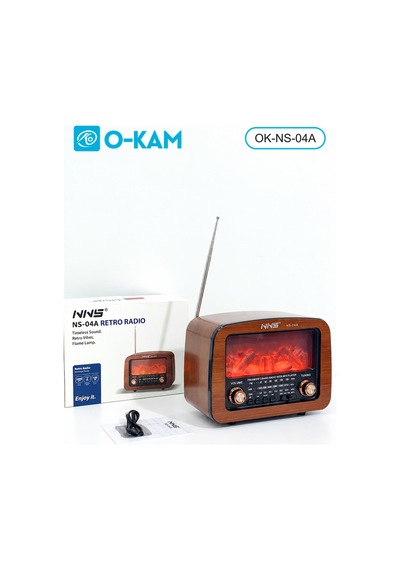 O-kam Ok-ns-04a Bluetooth Şömine Efektli Şarjlı Retro Radyo