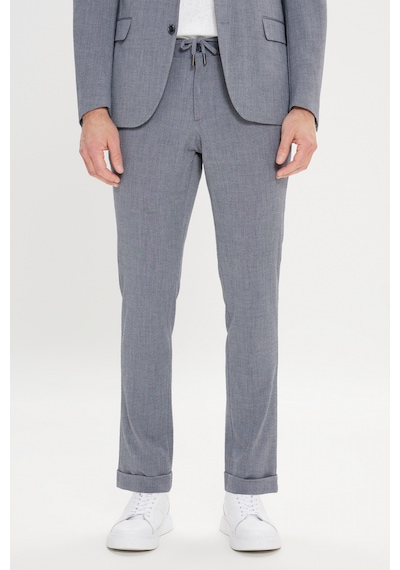 Ac&co Erkek Grı Slim Fit Mono Yaka Beli Bağlamalı Gofre Desenli Takım Elbise Gri