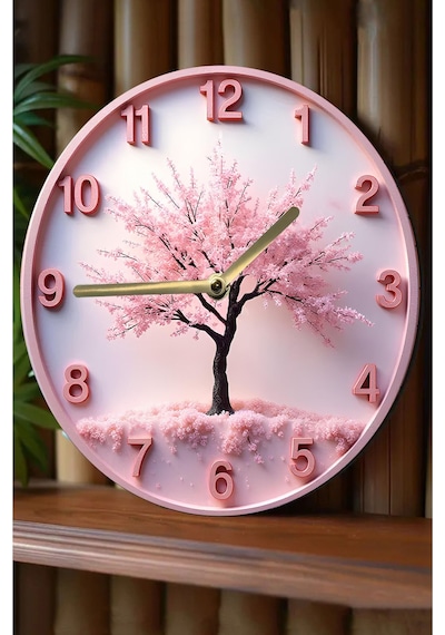Blossom Time 3d Görünümlü Çiçek Ağacı Mdf Duvar Saati Sdw270 Renkli