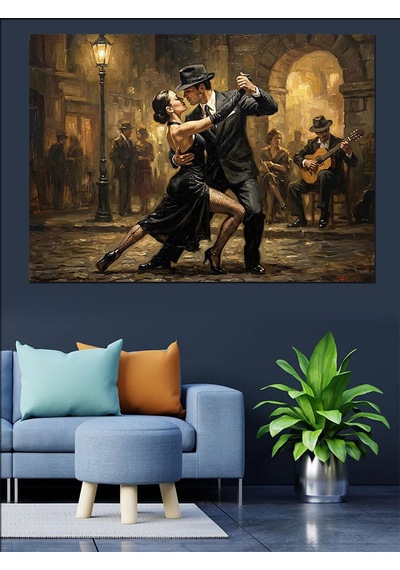 Sokakta Dans Eden Tango Çifti Dekoratif Kanvas - Mdf Ahşap Tablo