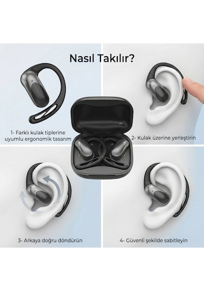 Bix OWS2 Bluetooth 5.4 Kancalı Kulak İçi Spor Kulaklık