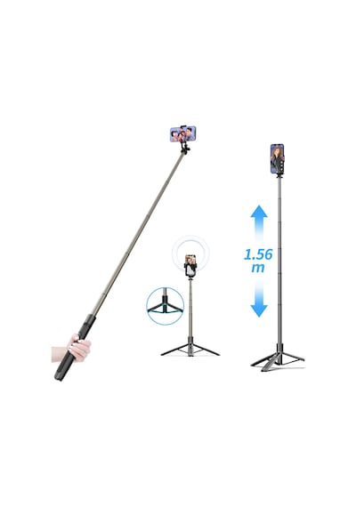 Q6 Katlanabilir Çok Fonksiyonlu Selfie Tripod Vlog Uzaktan Kumand
