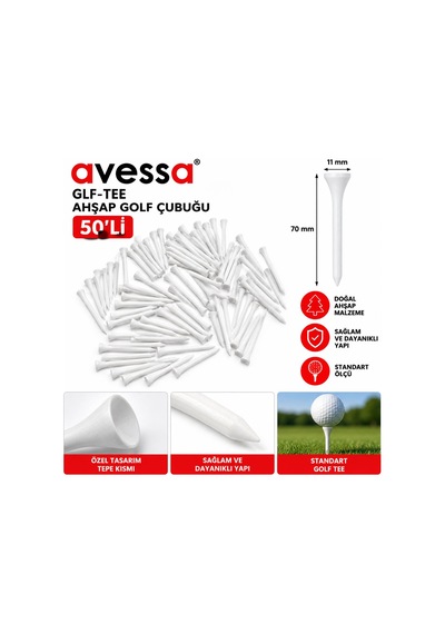 Avessa Golf-tee Golf Çubuğu 50li Beyaz