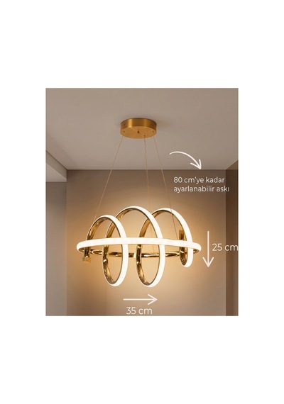 Helix Kumandalı Modern Gold Sarkıt 3 Renk Ledli
