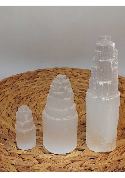 Selenit Taşı Üçlü Kule Set 6-10-15cm