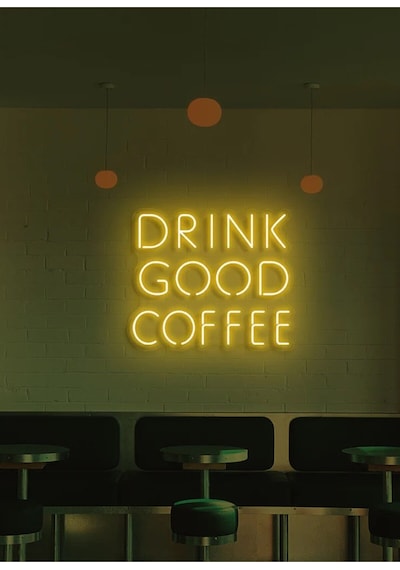 Drınk Good Coffee Yazılı Neon Tabela Sarı