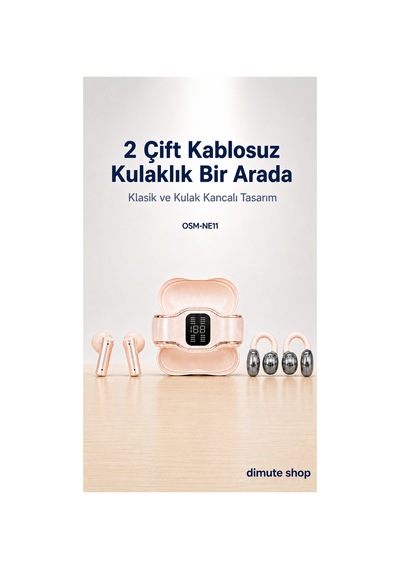 Osm-ne11 2 Çift Kablosuz Bluetooth 5.4 Kulaklık Klasik Ve Kulak Kancalı Rose Gold - 904091696