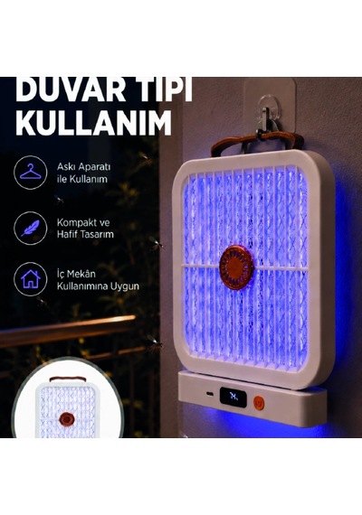 Şarjlı Uv Işıklı Sinek Öldürücü Cihaz Beyaz Elektrikli Sivrisinek Yok Edici