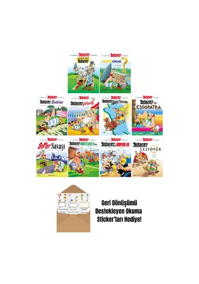 Asteriks 1-2-3-4-5-6-7-8-9-10. Ciltler Çizgi Roman Seti + Okuma Sticker'ları