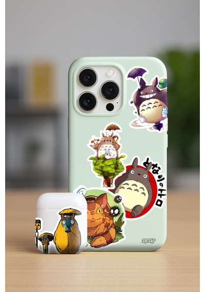 Komşum Totoro My Neighbor Totoro Anime Telefon Laptop Yapışkanlı Folyo Sticker Paketi 20 Adet Çok Renkli