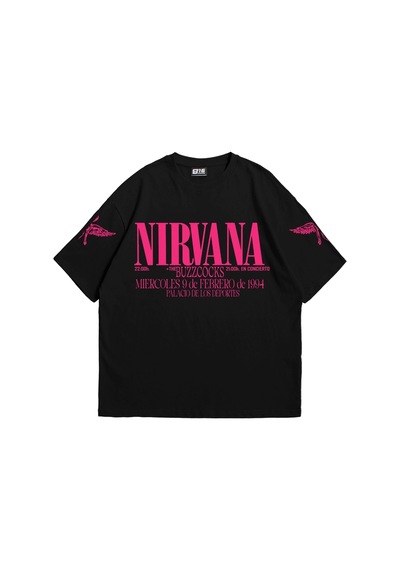 Tarzsokak Nirvana In Utero Pembe Baskılı Oversize Unisex Beyaz Siyah