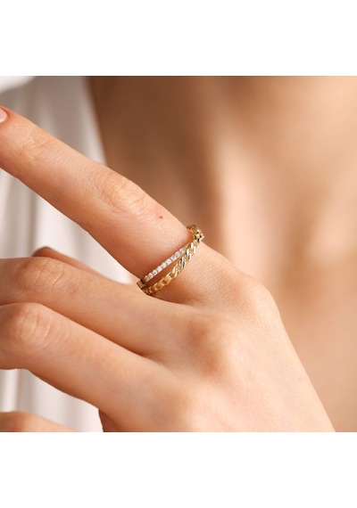 Altın Gurmet Yüzük 14K Çift Sira 530501144