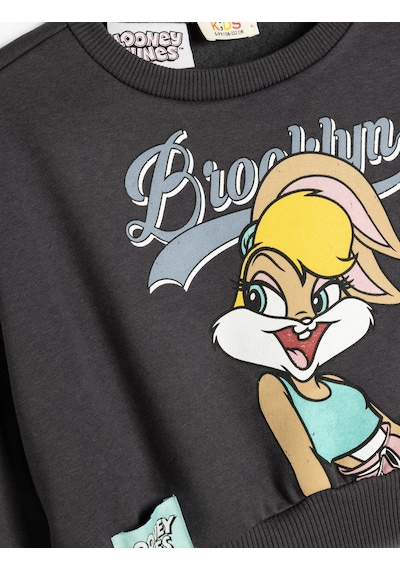 Koton Lola Bunny Sweatshirt Lisanslı Uzun Kollu Şardonlu Pamuklu Antrasit 5wkg10542ak Antrasit