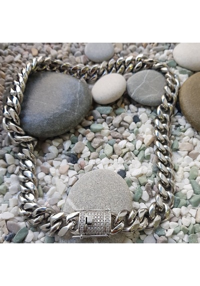 Chavin 46 Cm. 14 Mm. Taşlı Çelik Bayan Zincir Kolye Ep08