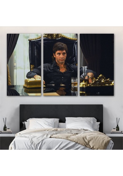 Es10 Özel Tasarım, Dekortif BaskıScarface Alpacino İtalyan Mafya Kanvas Tablo-5137 (35 x 50)