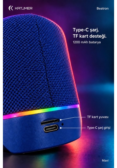 Spbtrn-001 Beatron Manyetik Ayrılabilir Bluetooth 5.4 Hoparlör 2 5 W, Tws, Tf Kart, Işıklı Mavi