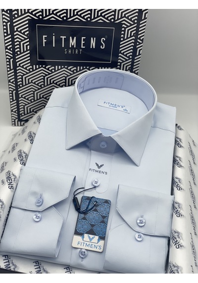 Fitmens Klasik Uzun Kol Cepsiz Likralı Rahat Kumaş Erkek Gömlek Fs-004517 - Buz Mavi-3186