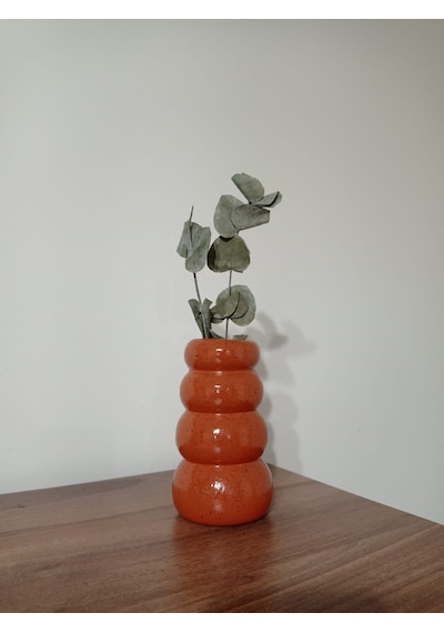 Terracotta Bubble Vazo/ 2 Dal Kuru Okaliptüs
