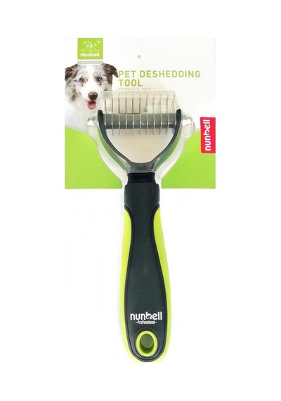 Nunbell Professional Çift Taraflı Tüy Kıtık Açıcı Köpek Tarağı Yeşil 17 CM