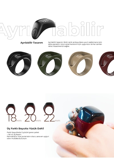 Iqibla Smart Ring J01T Jood Lite Akıllı Zikir Yüzüğü Camel Bej
